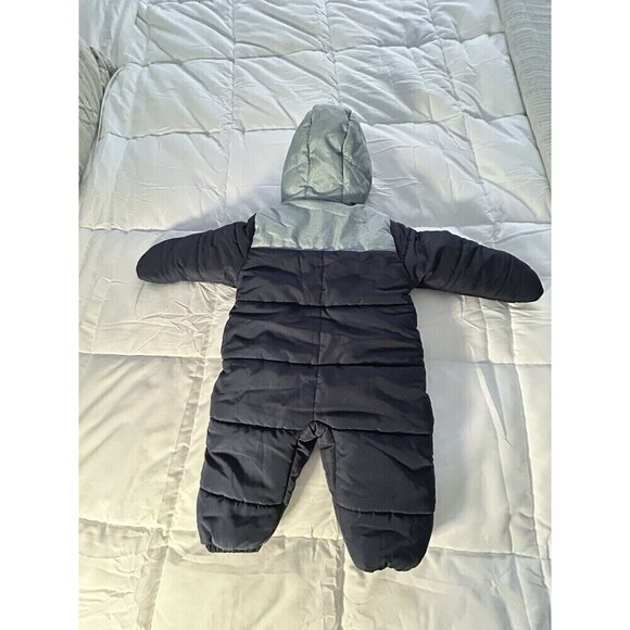 Oshkosh Blue Bunting Snowsuit Full Body 12M Month Sherpa Hood - Picture 7 of 8